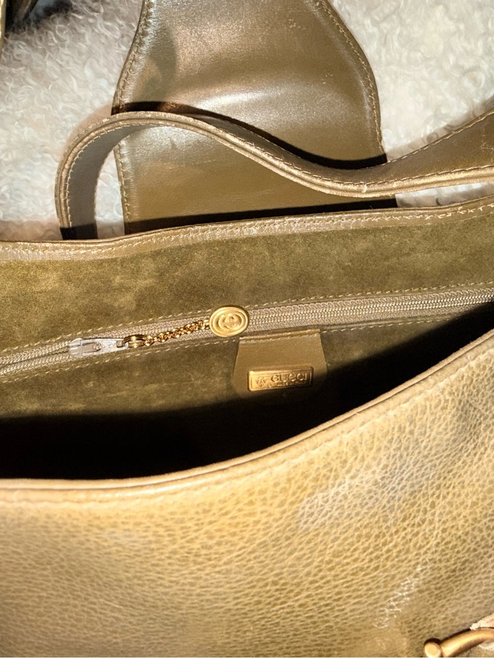 Vintage GUCCI Olive Green Leather Horsebit Flap Bag Y2K Tom Ford - Picture 7 of 16